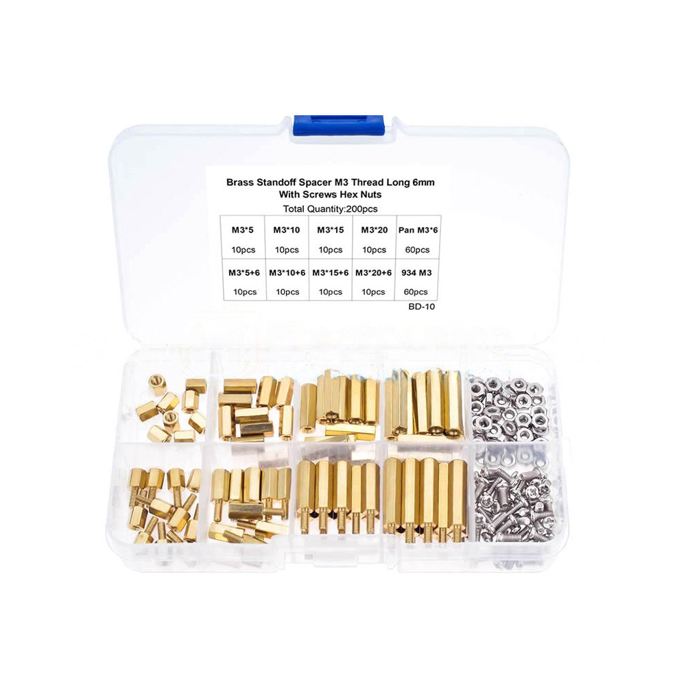 Écarteurs en laiton M3 200 pièces en assortiment