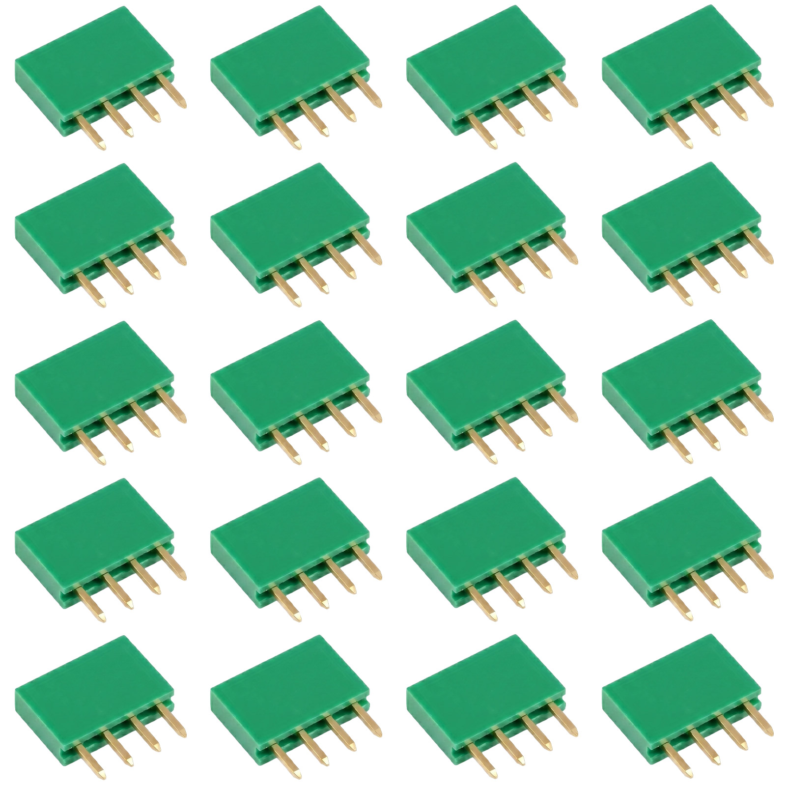 20x barrette femelle 4 broches 2,54 mm verte