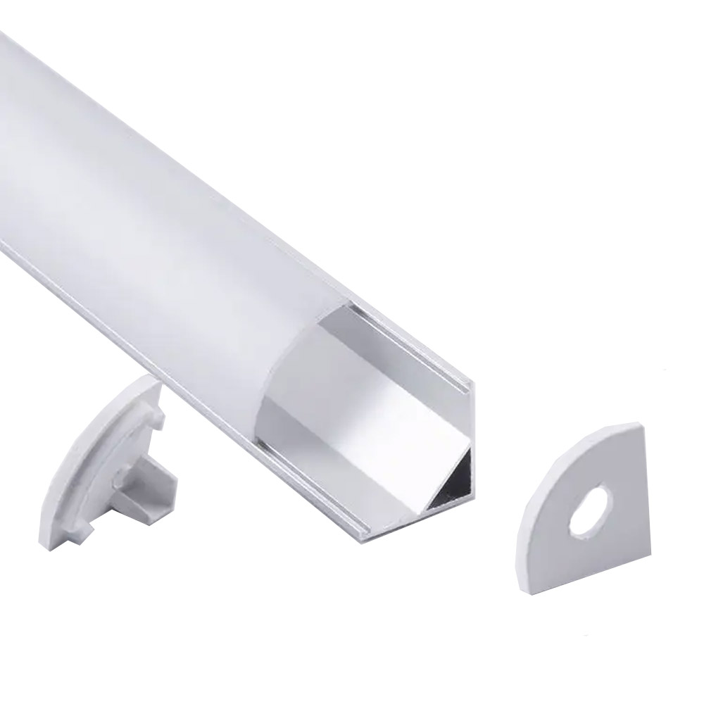 Profilé en aluminium pour LED 1 m angle 16x16 mm avec couvercle argent