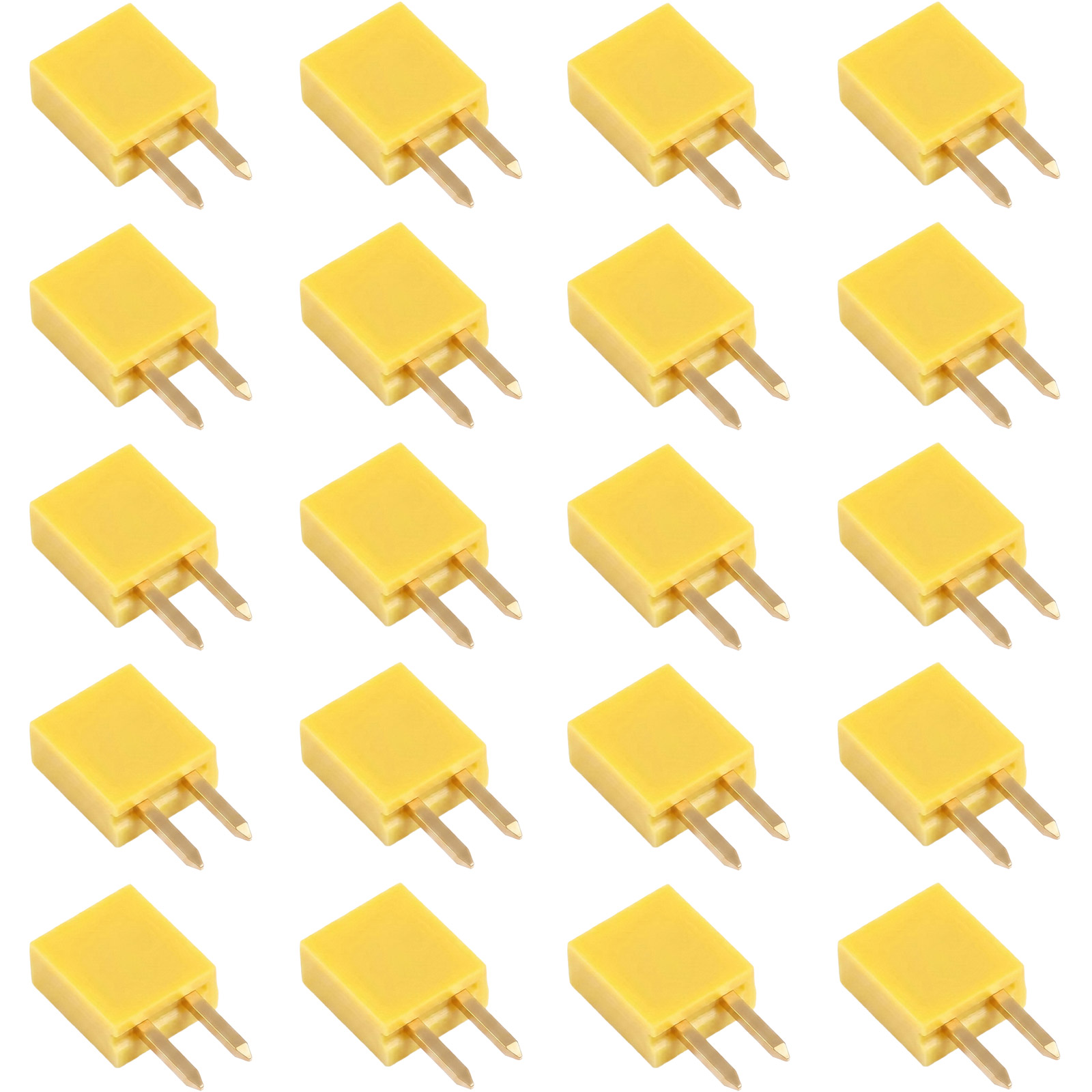 20x barrette femelle 2 broches 2,54 mm jaune