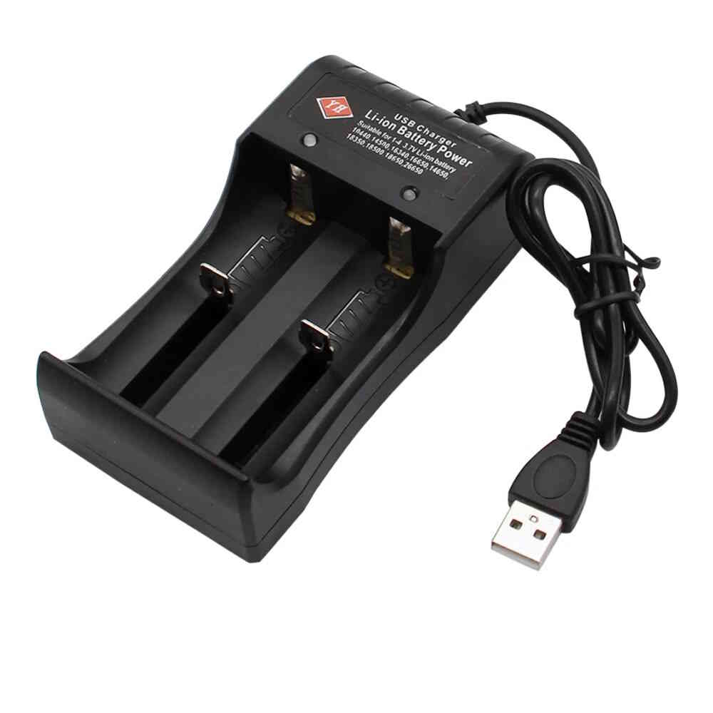 Chargeur USB universel 2 slots 3,7V pour accumulateurs Li-Ion 18650 26650 14500 17670