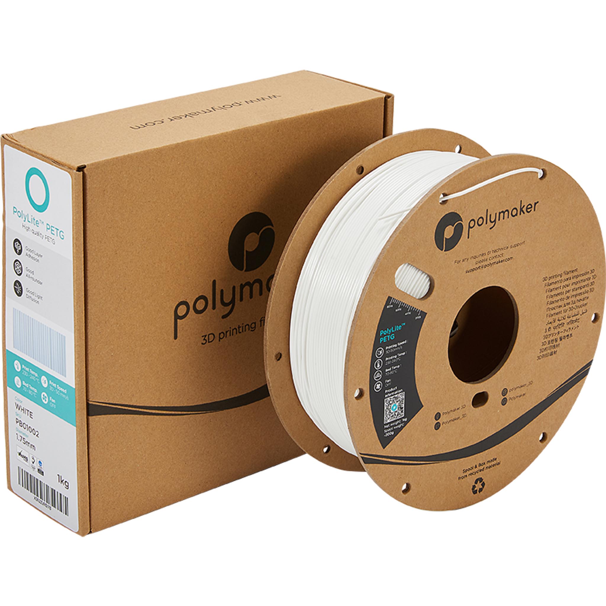 Filament Polymaker PolyLite PETG Blanc 1,75 mm 1 kg – Image 3
