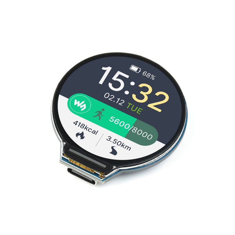 Carte Waveshare RP2040 avec écran 1,28" 240x240 rond