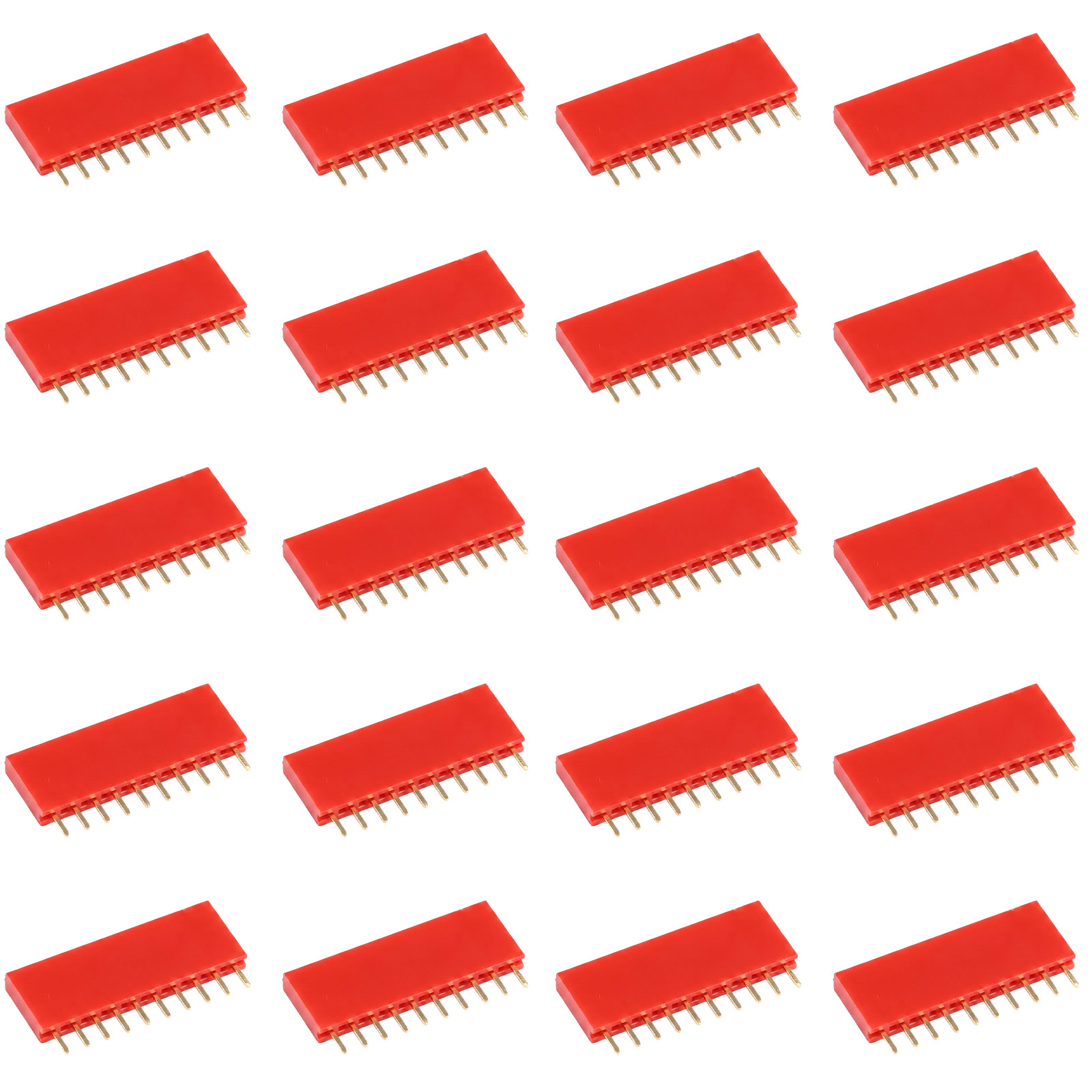 20x barrette femelle 10 broches 2,54 mm rouge