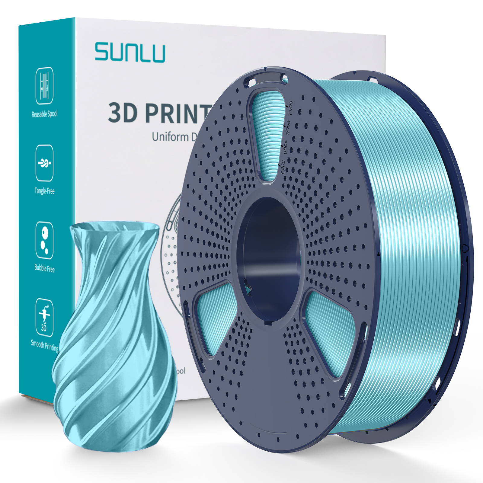 Filament Sunlu TPU Silk Bleu clair 1,75 mm 1 kg