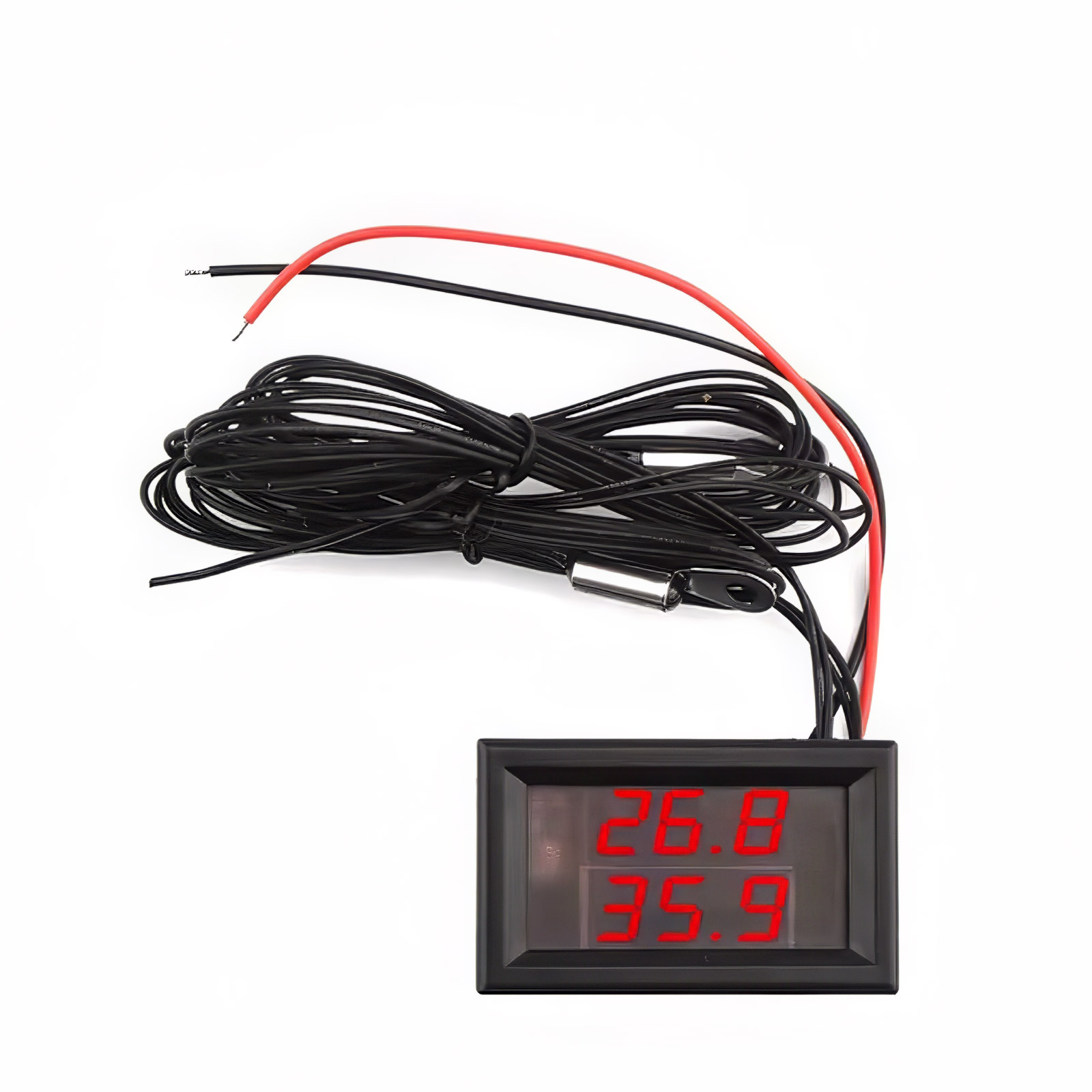 Double affichage LED avec capteur de température étanche DC 4-28V (Rouge & Rouge)