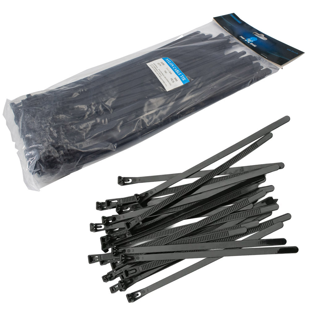100 colliers de câble noirs 7,5*300 mm