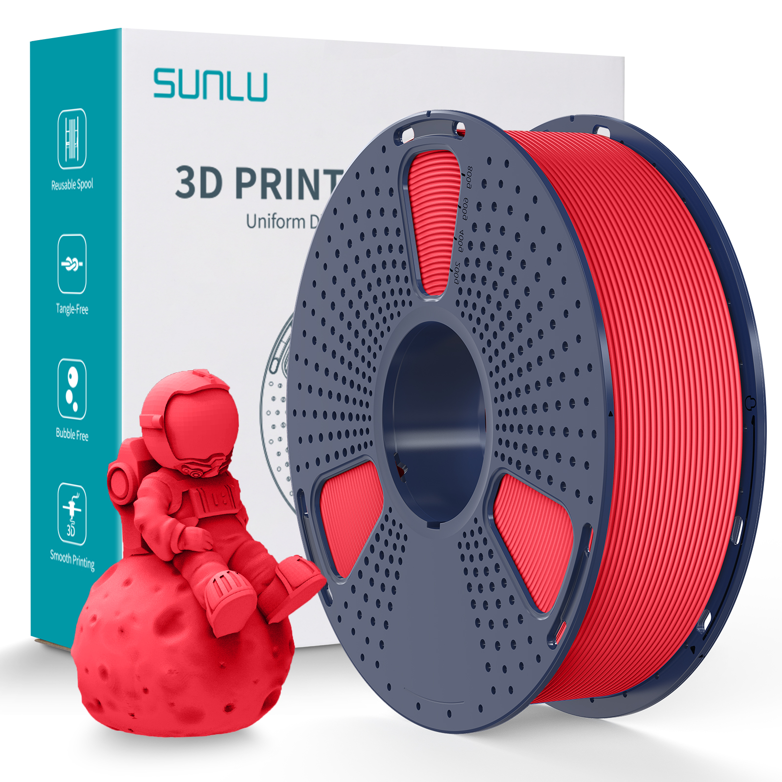 Filament Sunlu PLA Mat 1.75mm 1kg Rouge