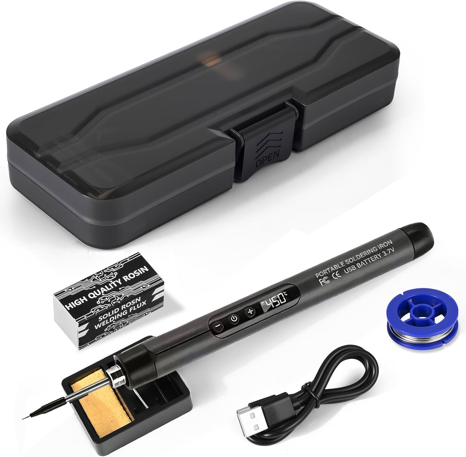 Kit de fer à souder sans fil avec écran LCD et accessoires – USB-C, batterie 1000 mAh – Image 2