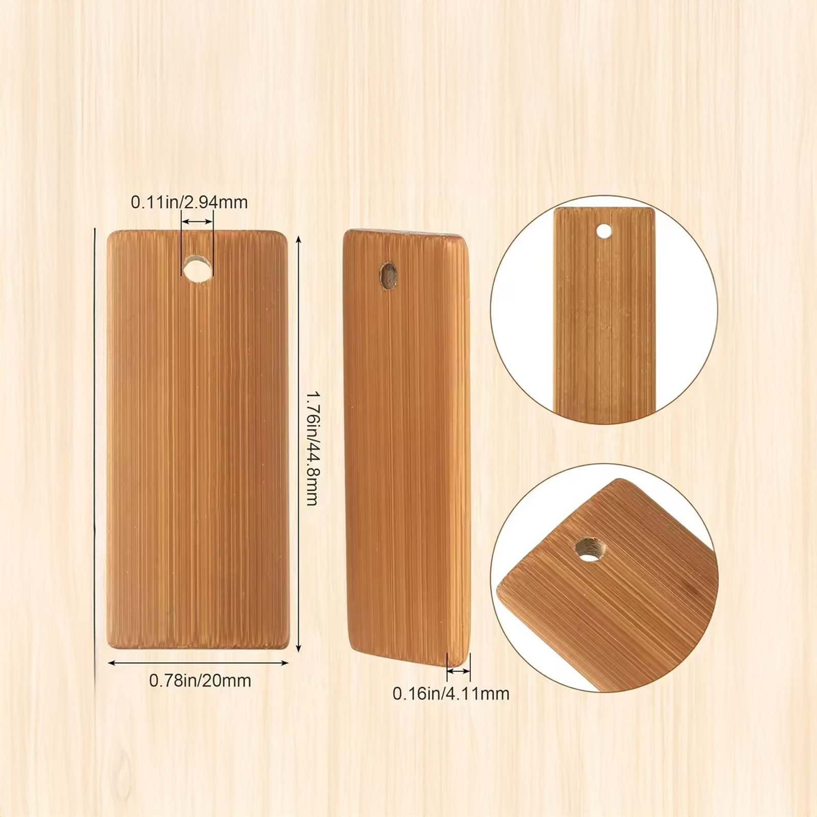 50 ébauches en bambou 45x20 mm – étiquettes à graver pour porte-clés et DIY – Image 2