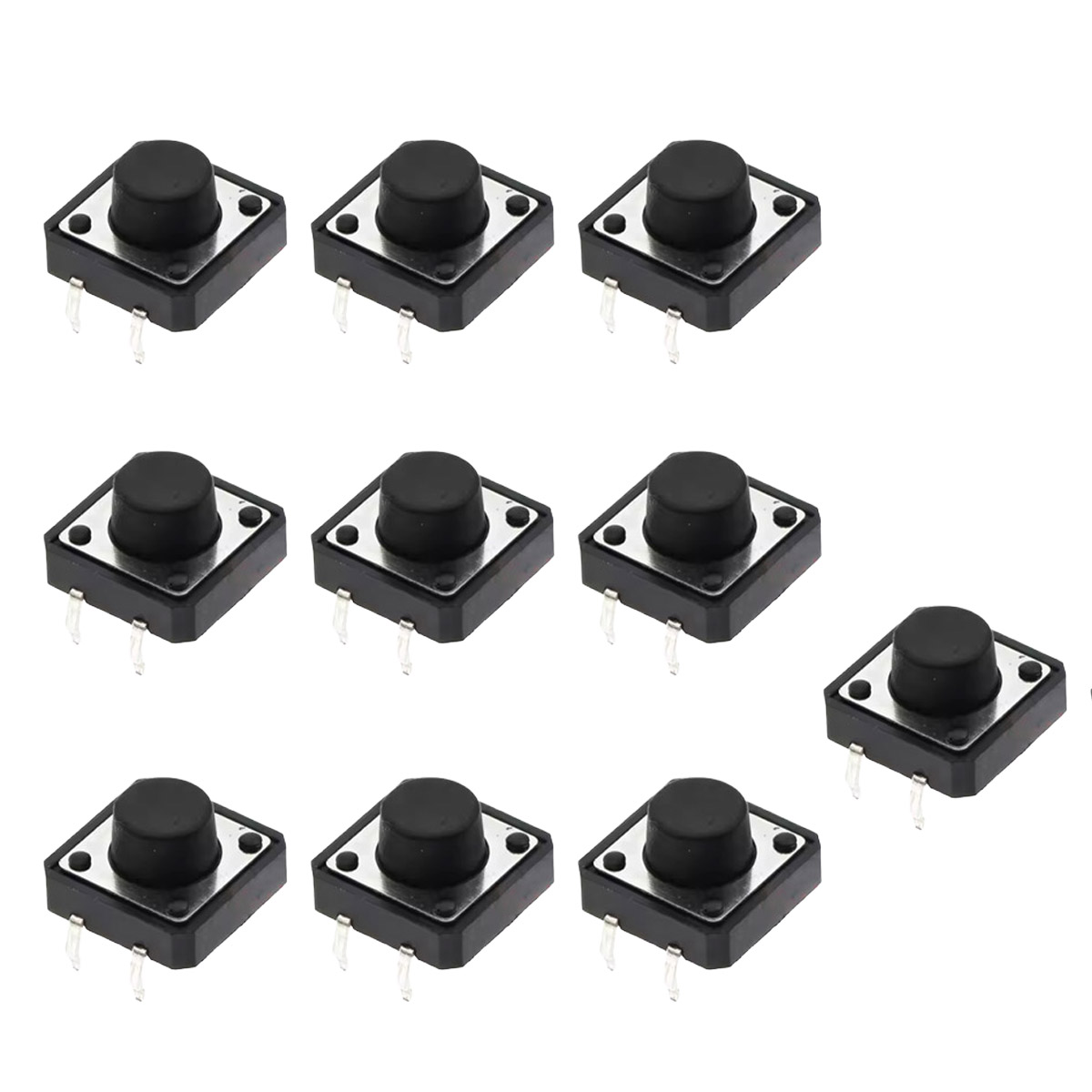 10x Boutons 12×12×7mm THT – Micro-boutons poussoirs pour prototypage et électronique DIY