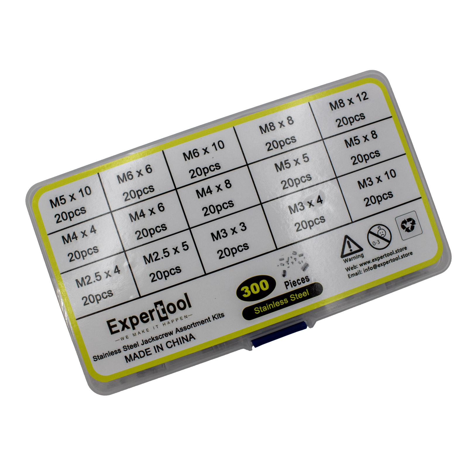 Kit de vis sans tête en acier inoxydable 300 pièces – Image 3