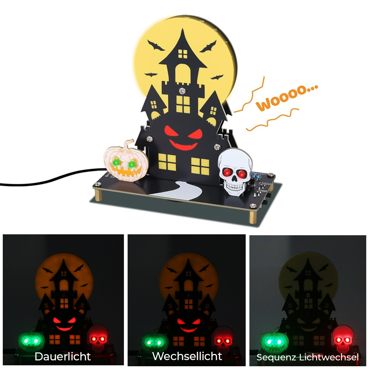 Kit Château hanté Halloween avec 3 modes lumineux et sons effrayants – Image 3