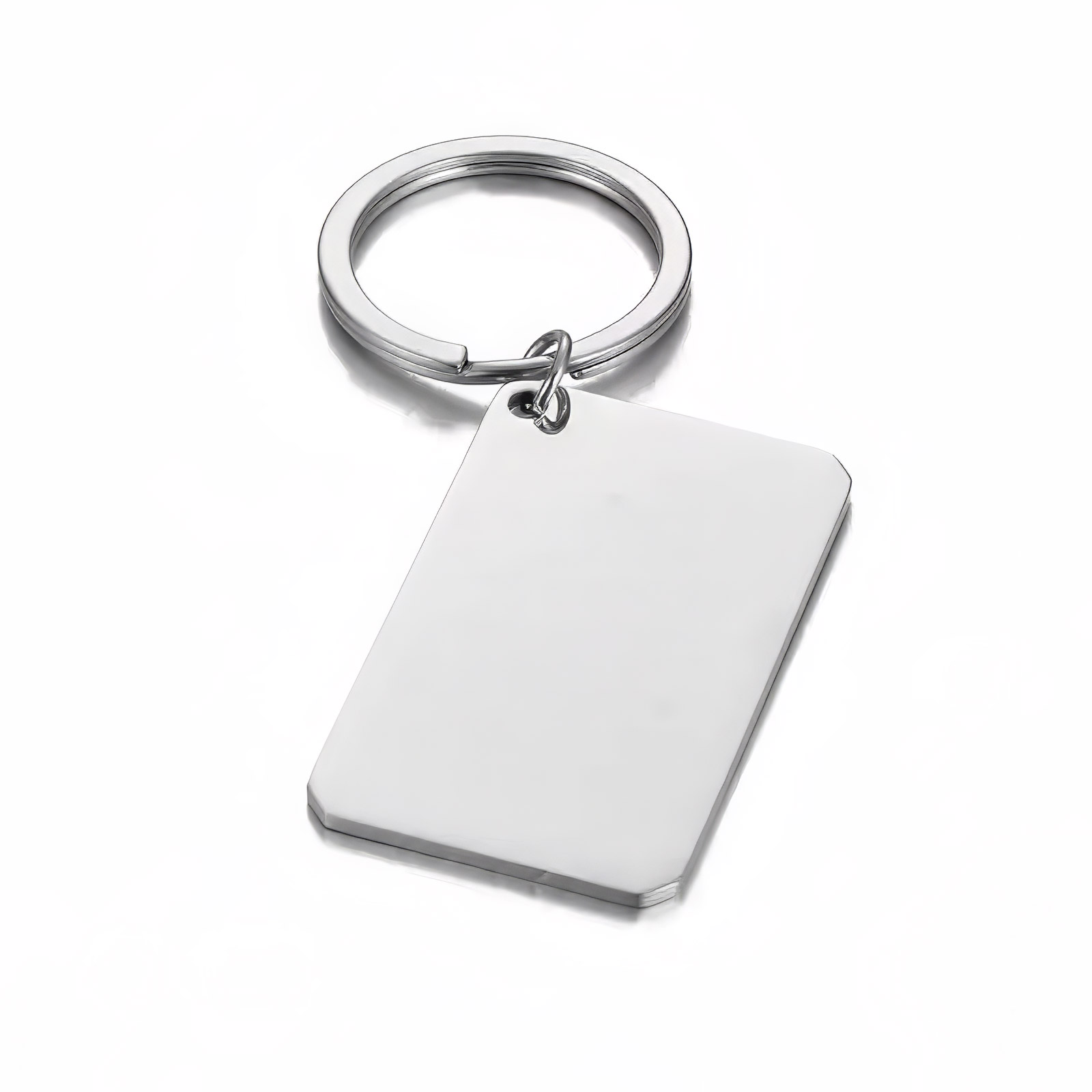 Plaquette porte-clés en acier inoxydable 30x50 mm argent – étiquette vierge pour gravure DIY