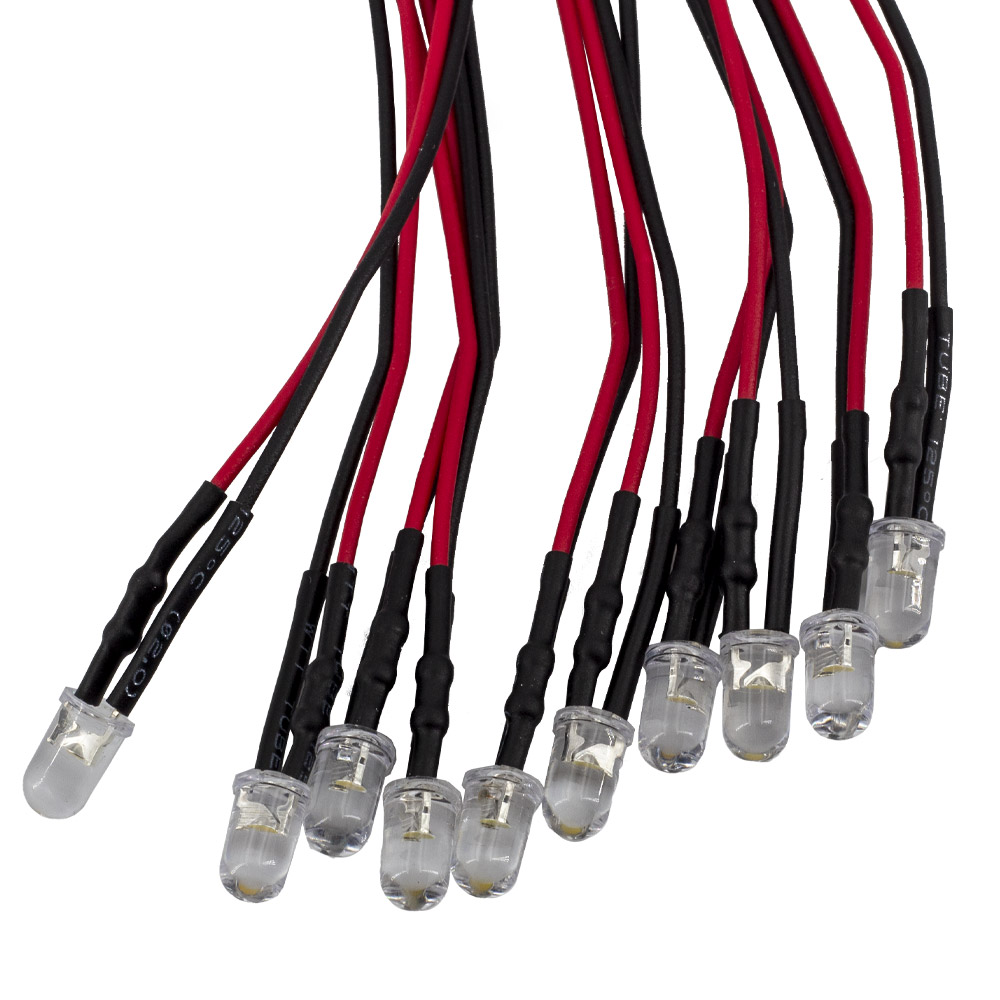 10 pièces LED RGB F5 5mm clignotement lent câblées 20cm 5-12V