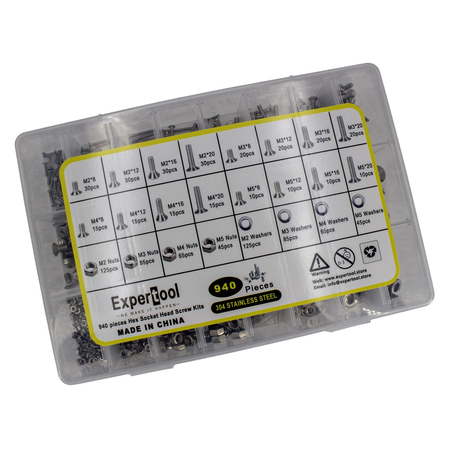 Kit de vis à tête fraisée à six pans creux 940 pièces – Image 3