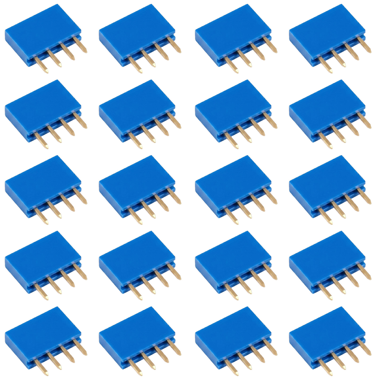 20x Barrette femelle 4 broches 2,54 mm Bleu