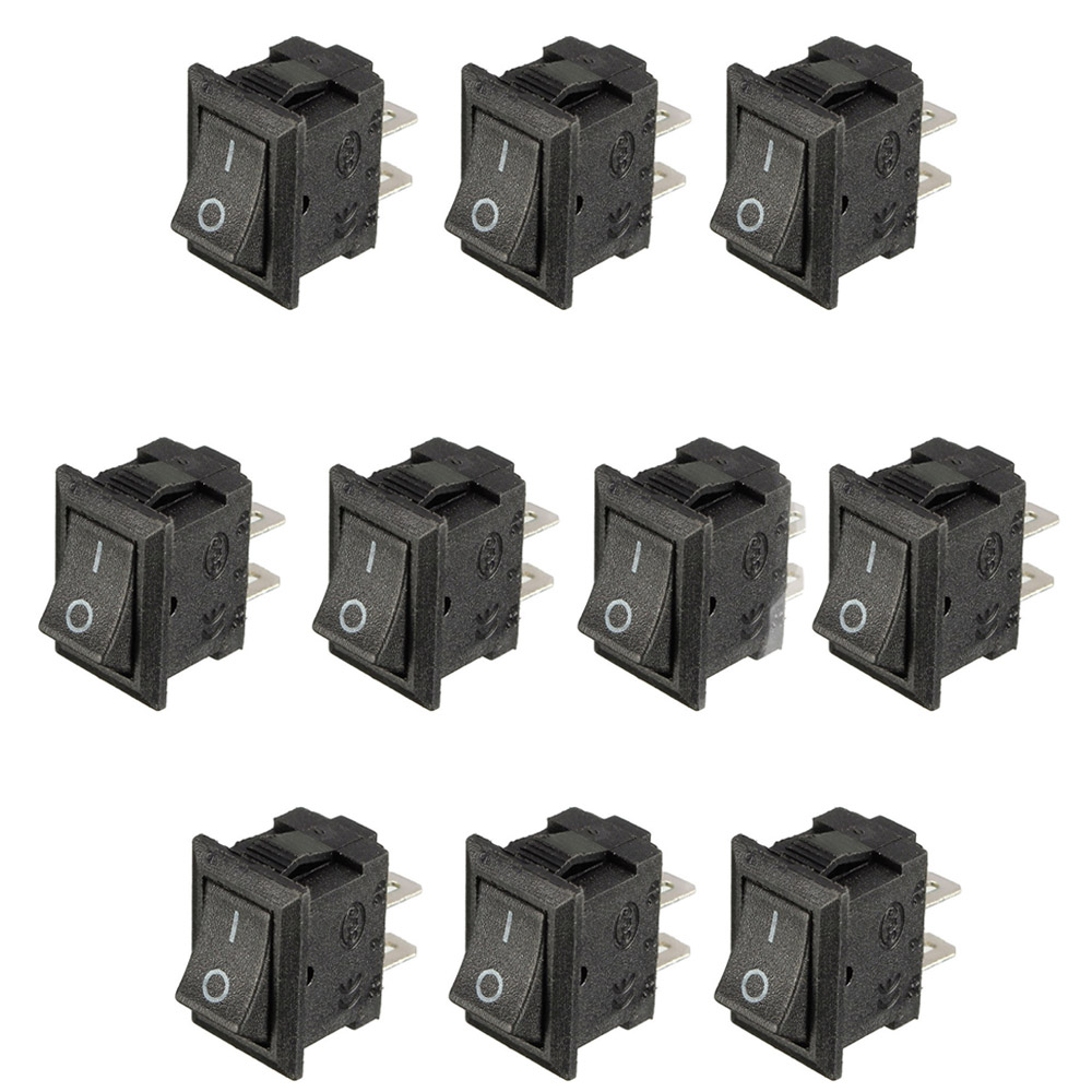 10x Interrupteurs à bascule Noir 250 V 3A