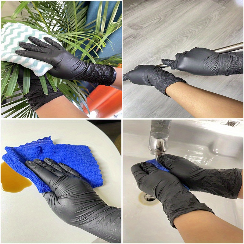 100 pièces Gants en nitrile noirs taille S gants jetables – Image 5