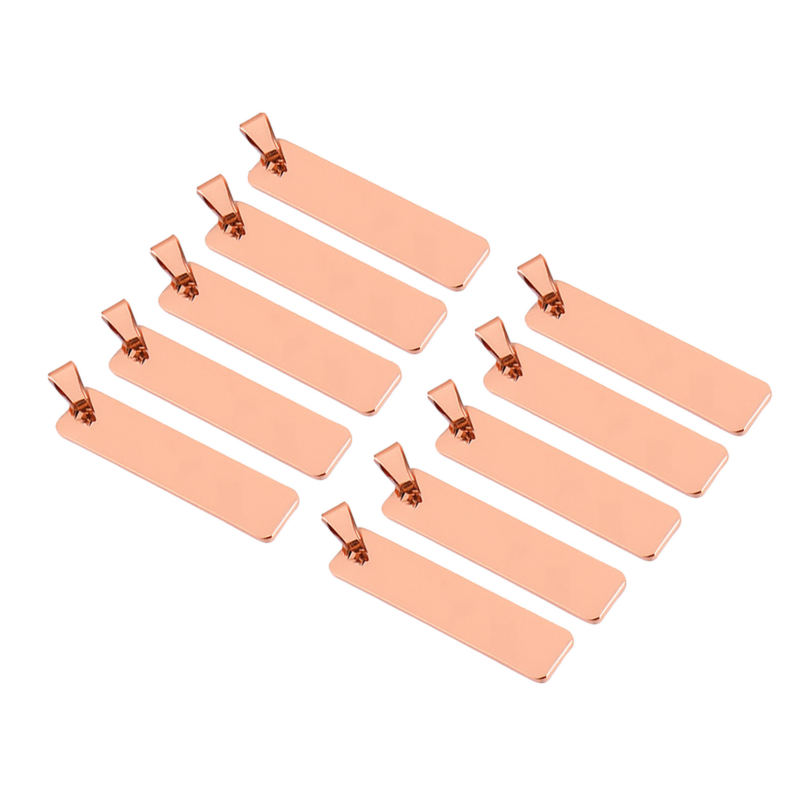 10x plaquettes de gravure en acier inoxydable or rose 10x45 mm