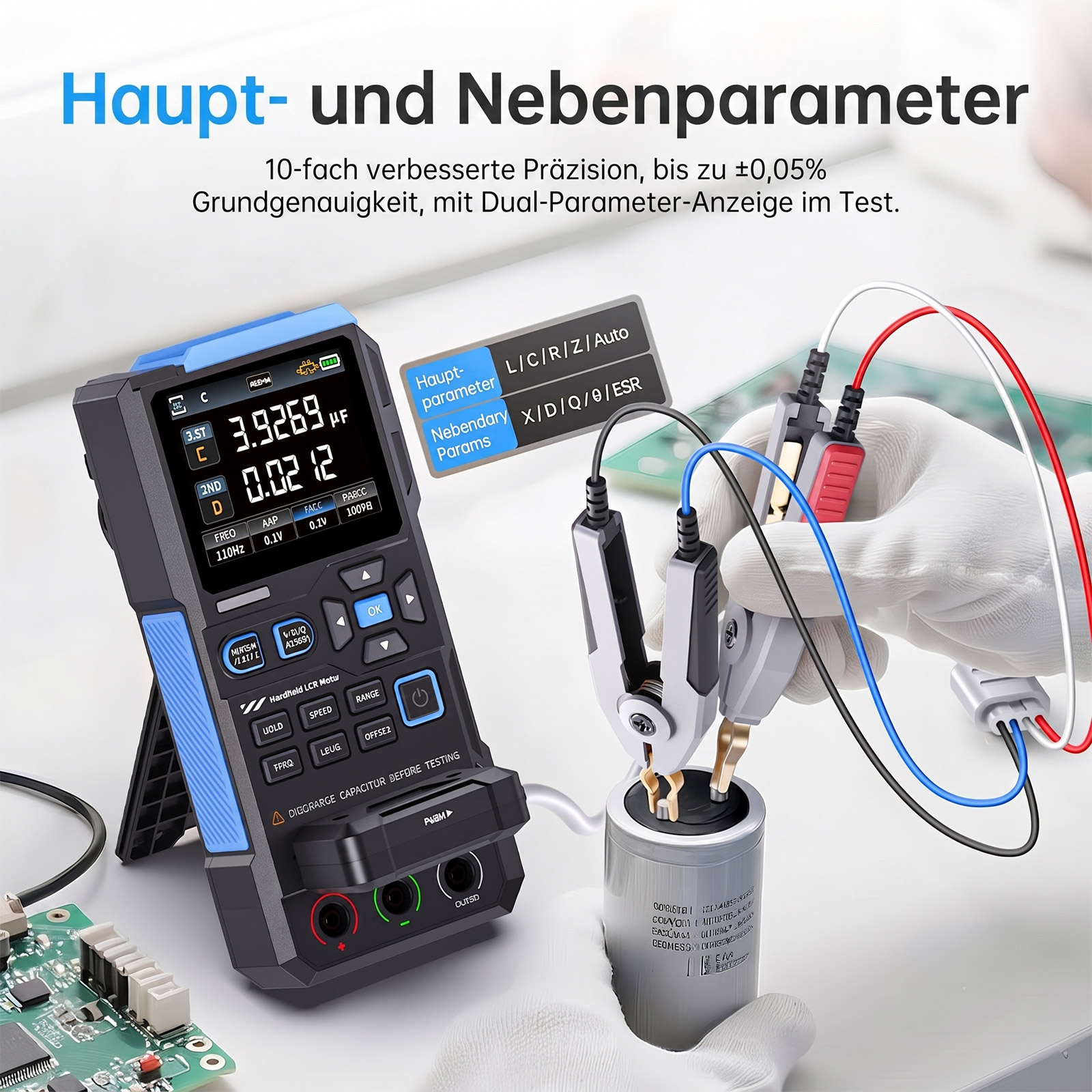 FNIRSI LC1020E Testeur de composants – Appareil de mesure LCR pour résistances, inductances et capacités – Image 6