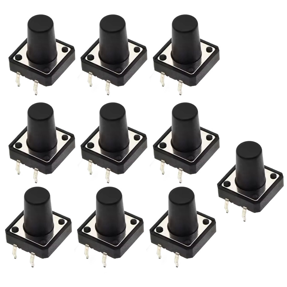 10x Boutons 12x12x13mm THT – Micro-interrupteurs à pression pour Arduino, ESP32 et projets DIY