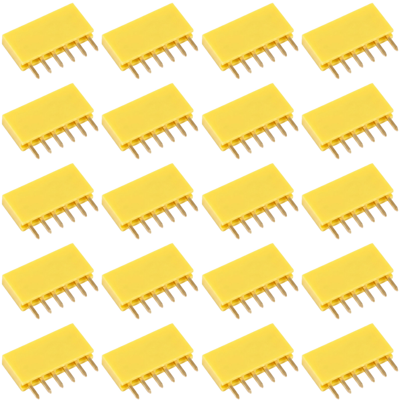 20x barrette femelle 6 broches 2,54 mm jaune