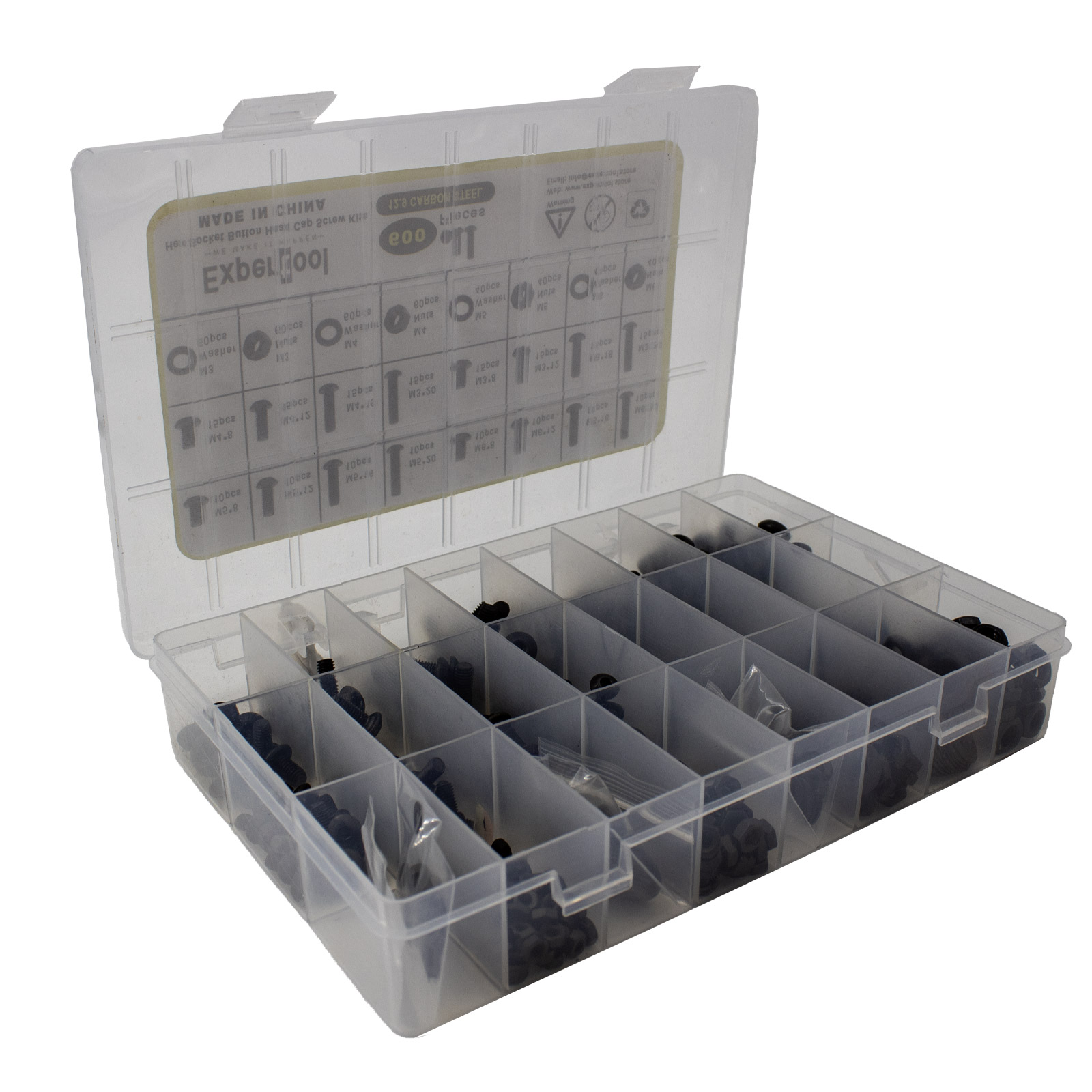 Assortiment de vis hexagonales en acier au carbone – 600 pièces