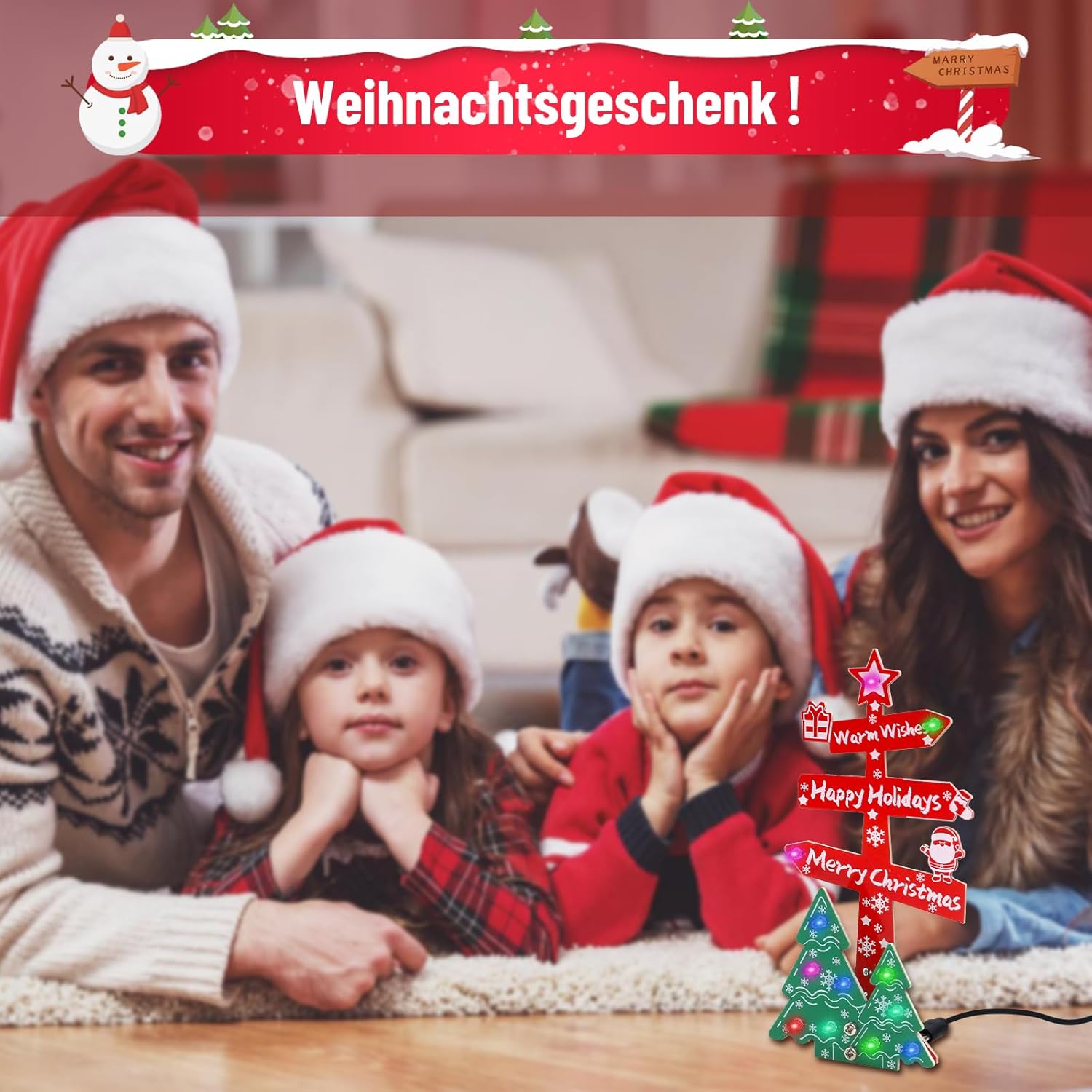 Kit Merry Christmas panneau sapin de Noël avec LEDs colorées – Image 2