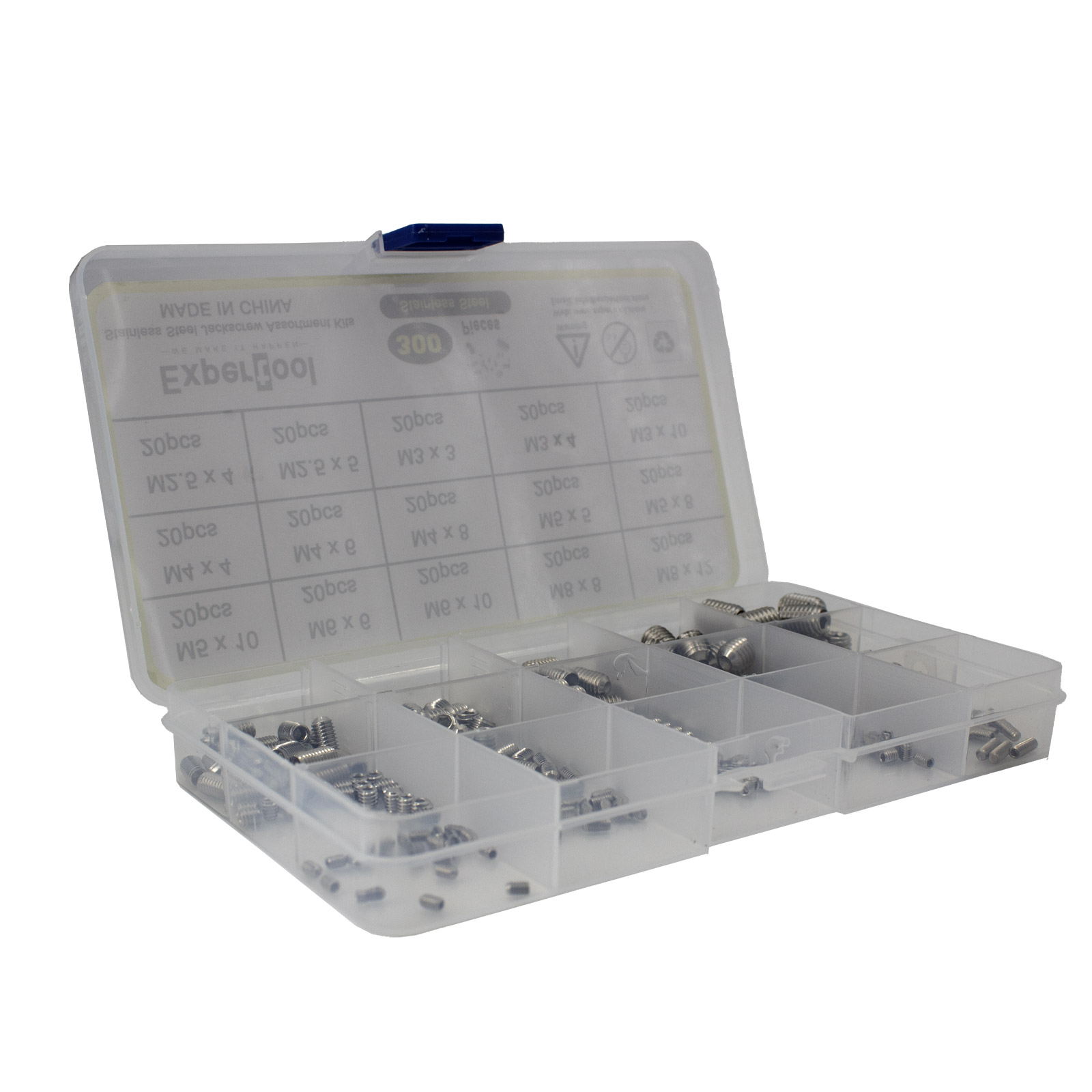 Kit de vis sans tête en acier inoxydable 300 pièces