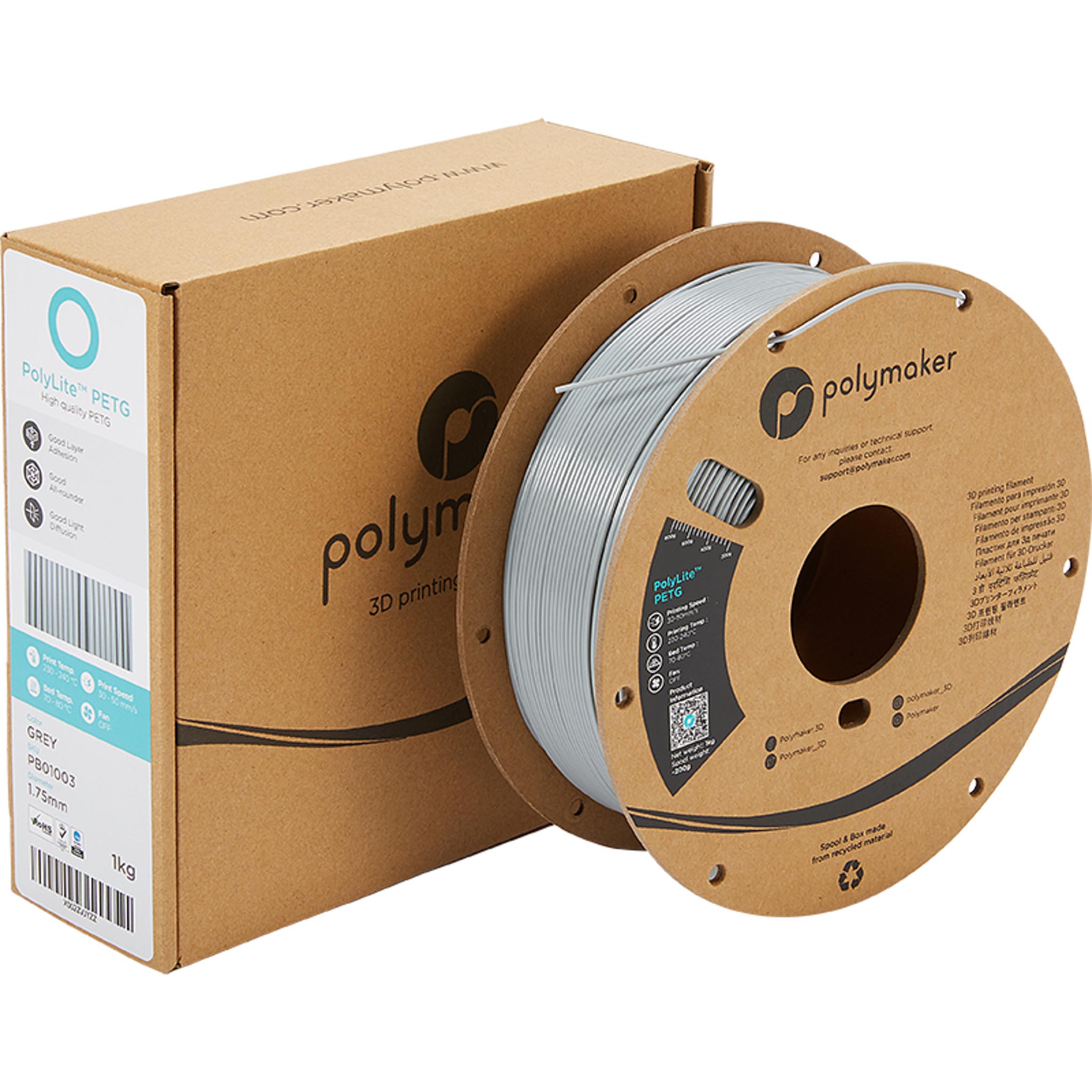 Filament Polymaker PolyLite PETG Gris 1,75 mm 1 kg – Image 3