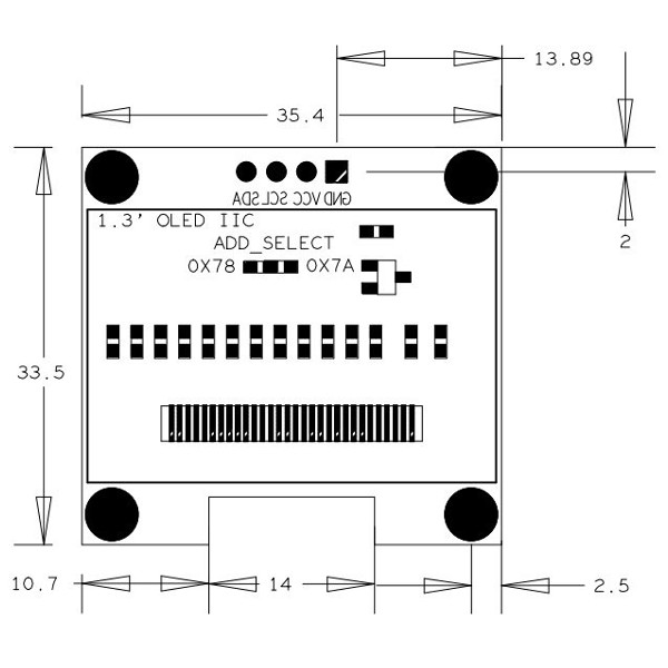 Écran OLED 1.3" I2C/IIC/TWI 128x64 pixels pour Arduino – Image 2