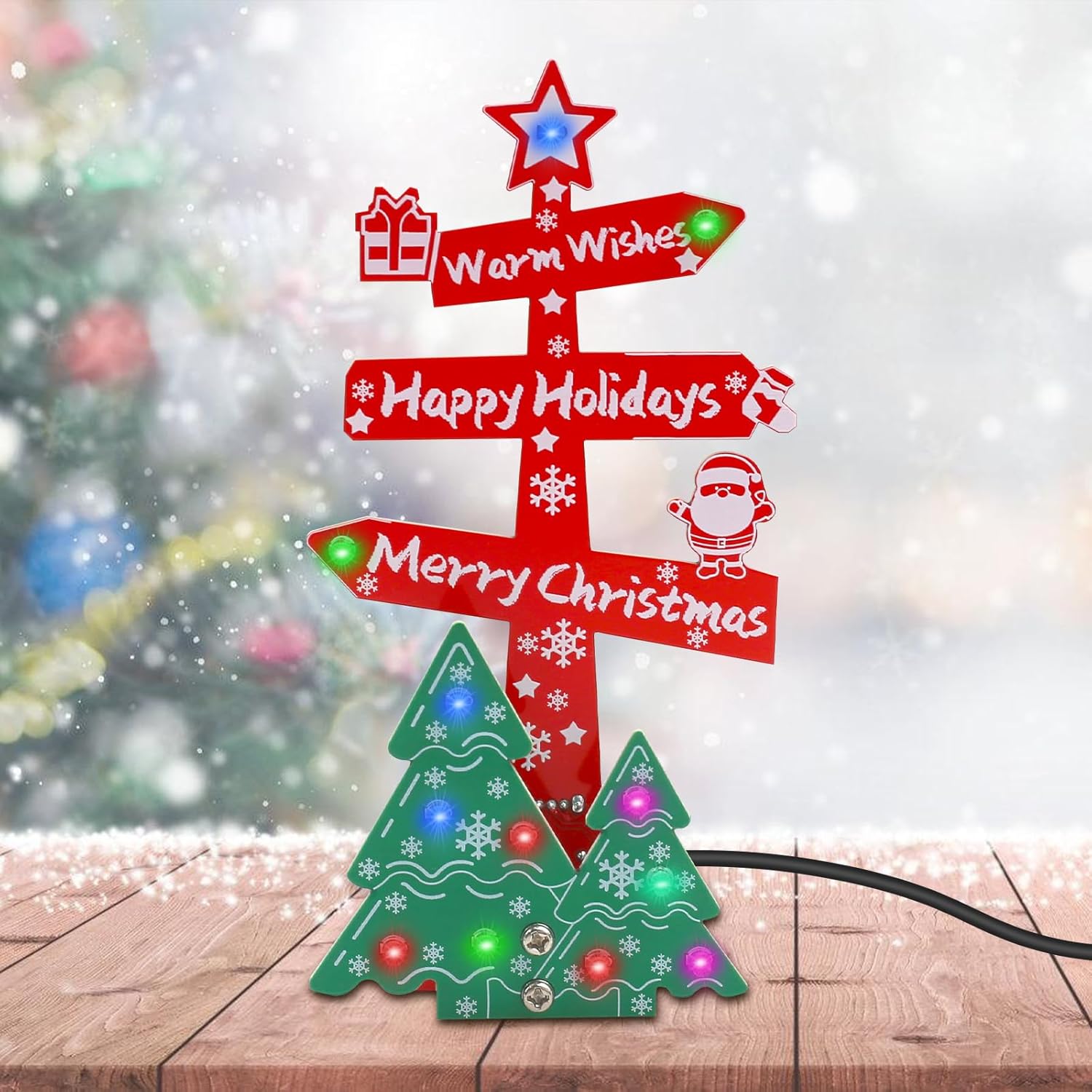 Kit Merry Christmas panneau sapin de Noël avec LEDs colorées