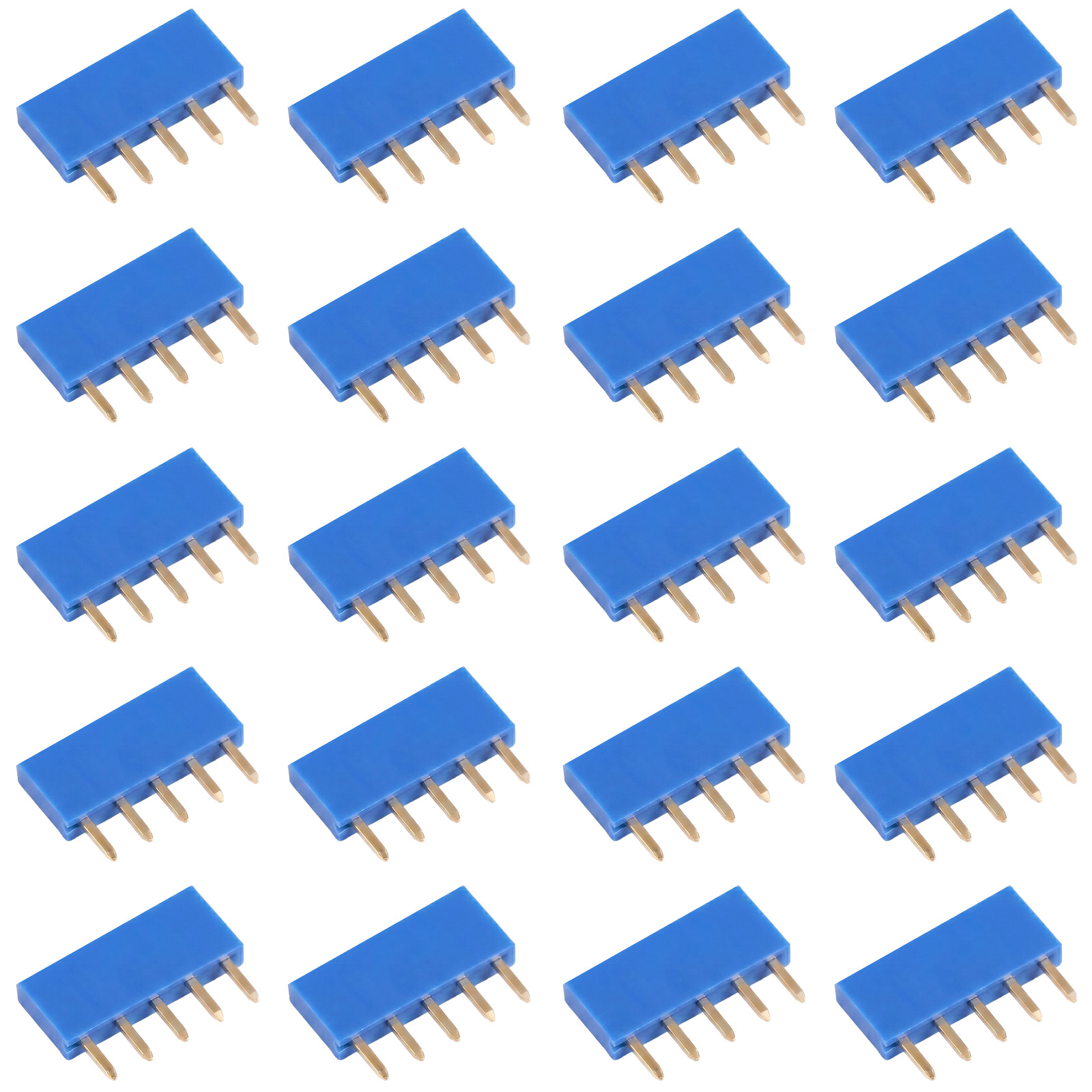 20x barrette femelle 5 broches 2,54 mm bleue