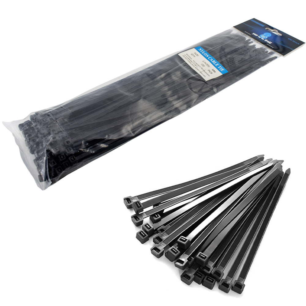 100 colliers de serrage noirs 3,9*300 mm