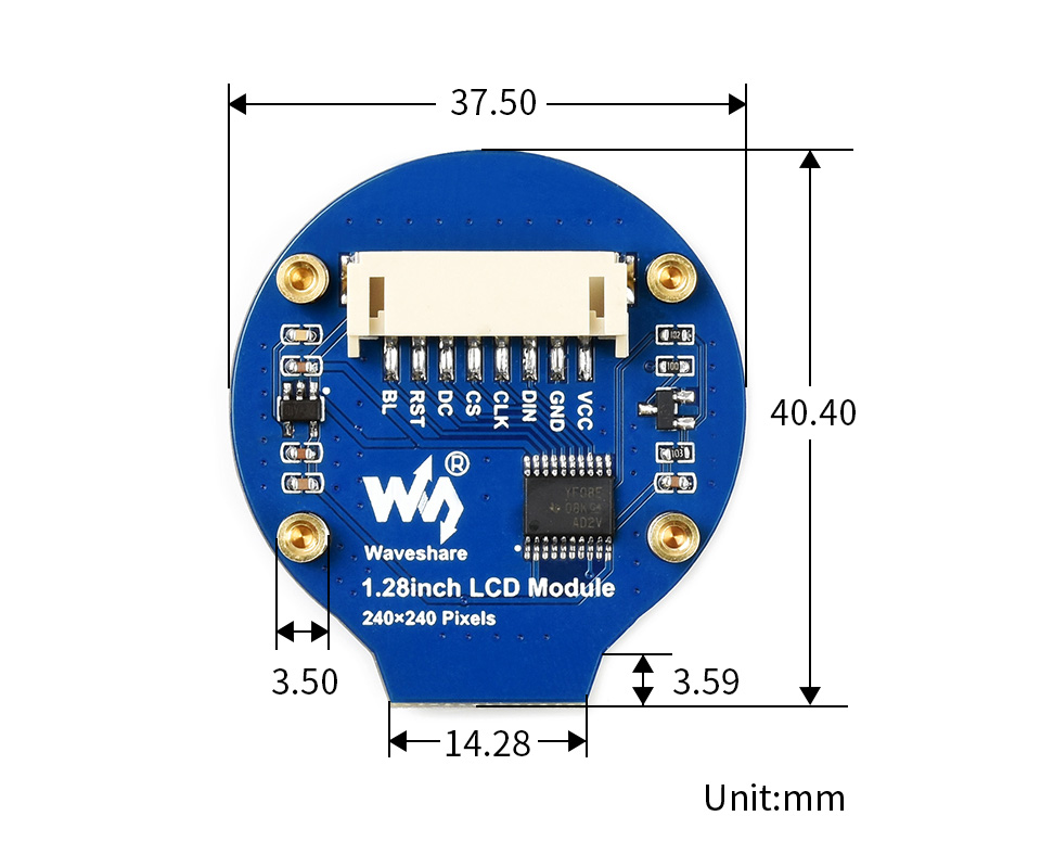 Waveshare écran LCD IPS 1,28" 65k RGB rond – Image 8
