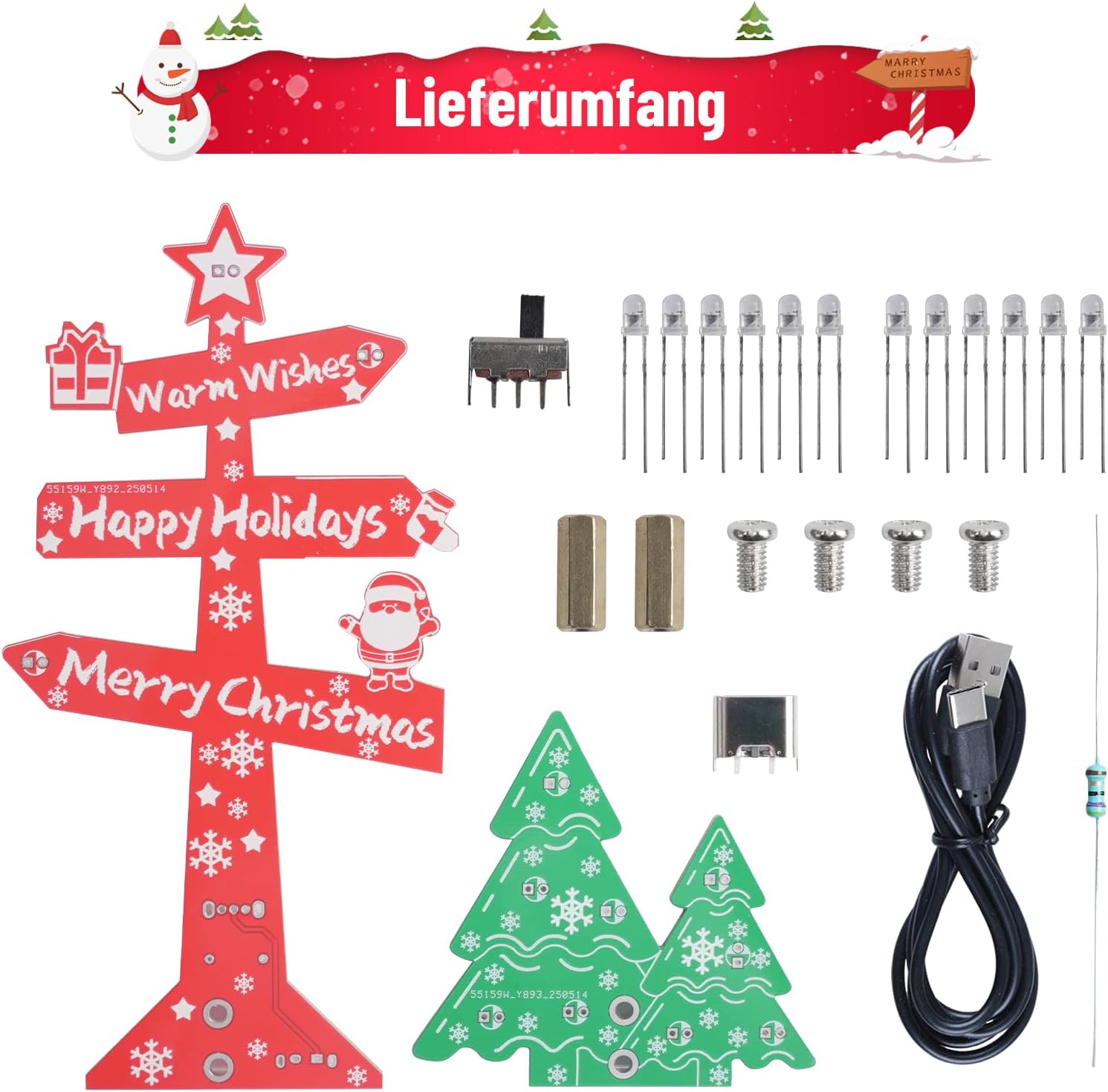 Kit Merry Christmas panneau sapin de Noël avec LEDs colorées – Image 6