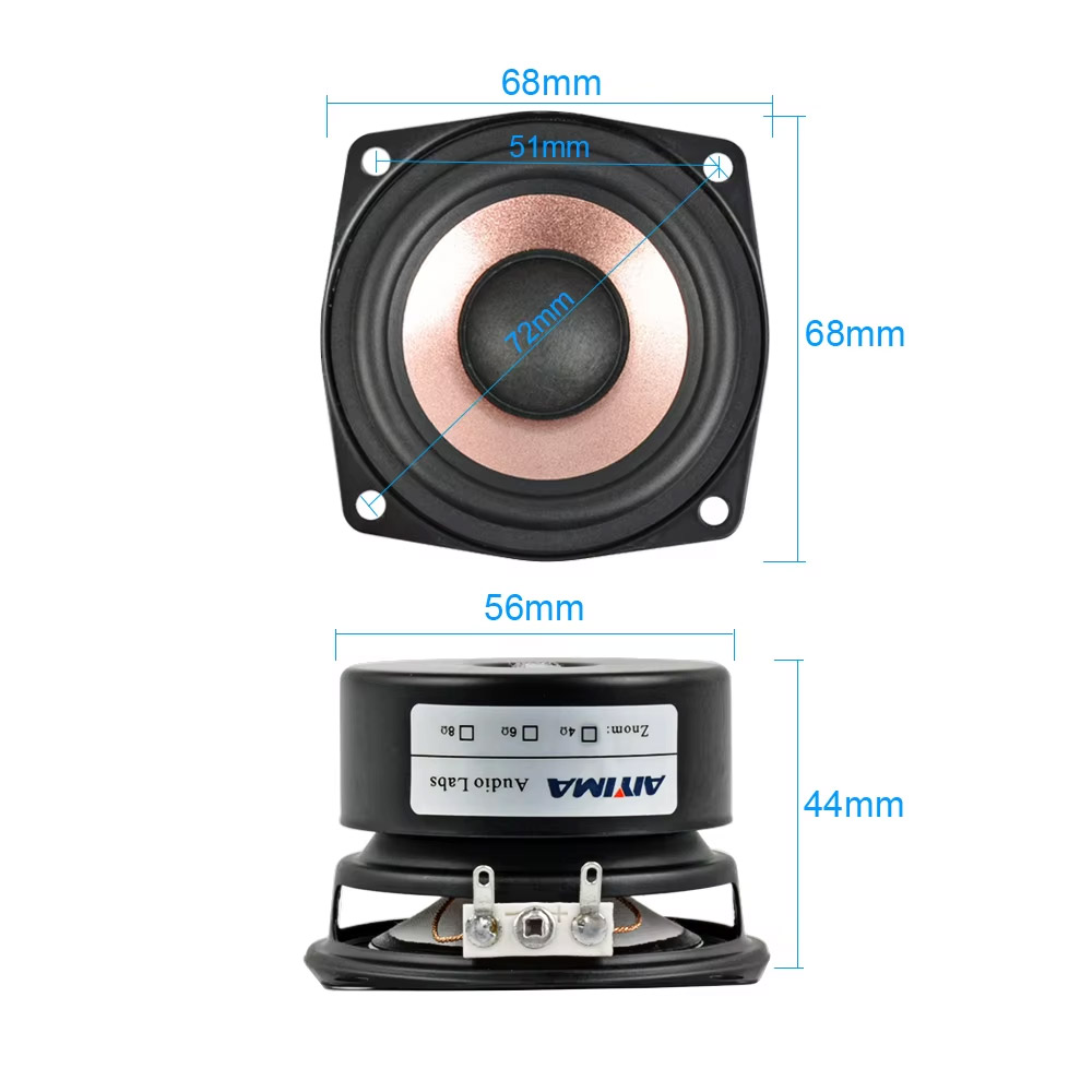 AIYIMA 2x Haut-parleurs HiFi 2,5 pouces 8 Ohm 15W Full Range – Image 8