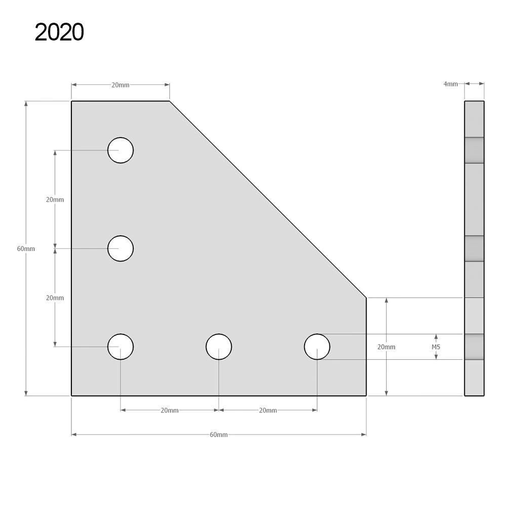 Plaque de connexion en L 90° pour profilés aluminium 2020, noir – Image 3