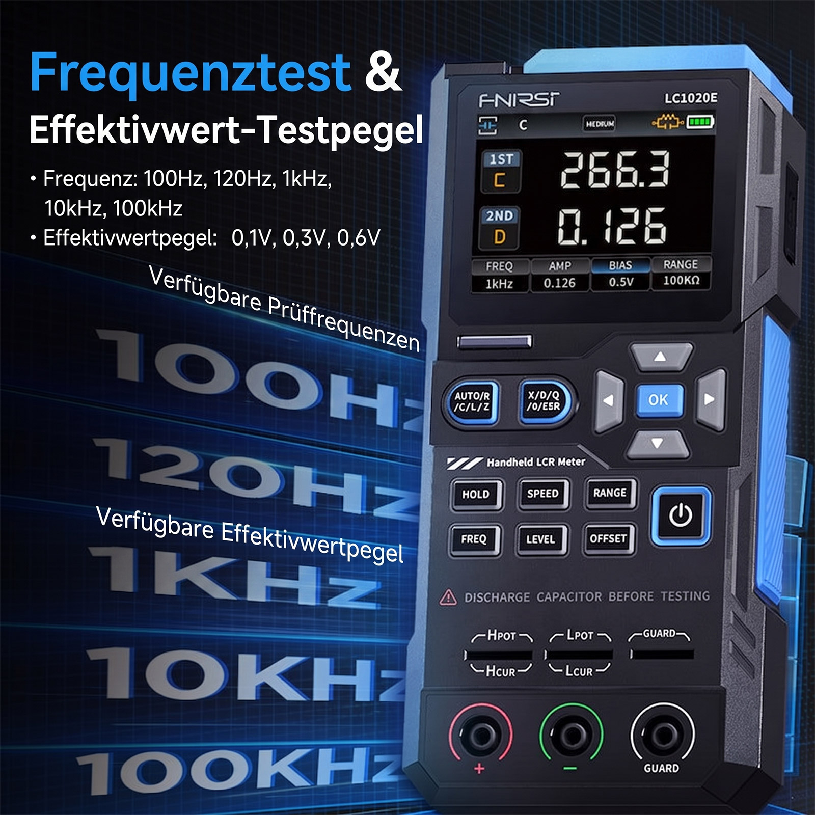 FNIRSI LC1020E Testeur de composants – Appareil de mesure LCR pour résistances, inductances et capacités – Image 5