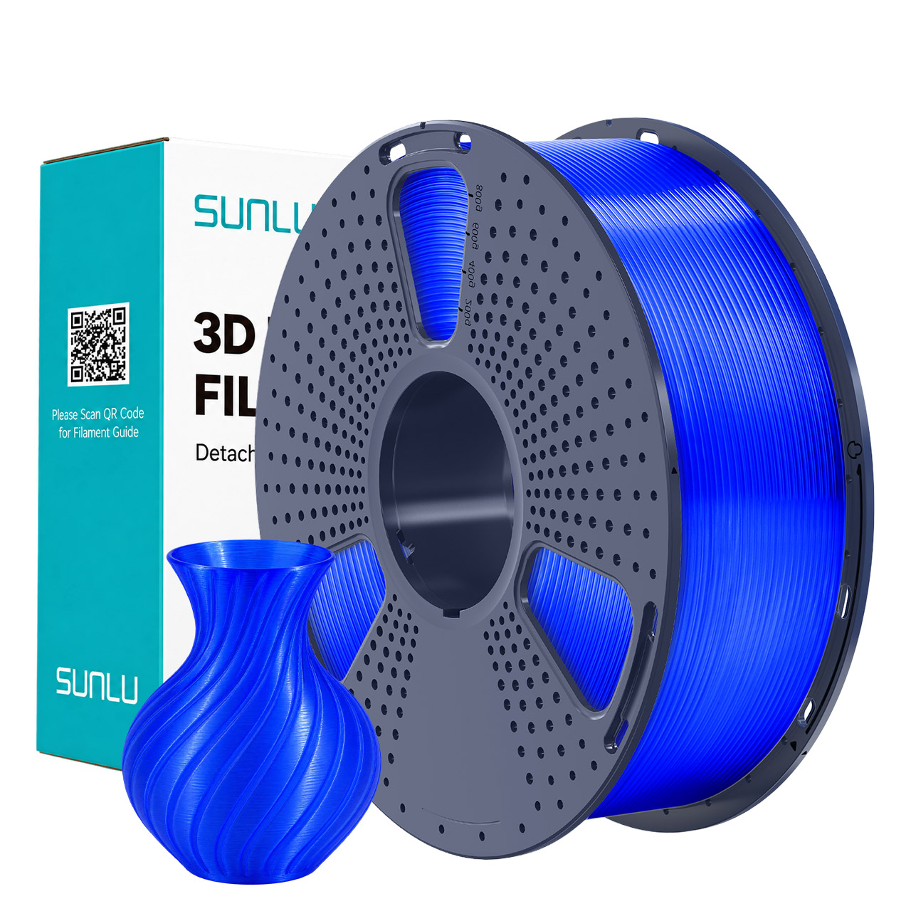 Filament PETG Sunlu Bleu transparent 1,75 mm 1 kg