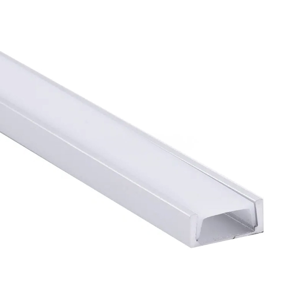Profilé en aluminium pour LED 1 m plat 15x7 mm avec couvercle argent