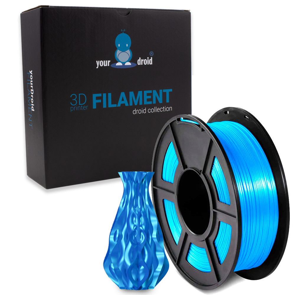 yourDroid BioSilk Filament PLA PLUS Bleu 1.75mm 1kg
