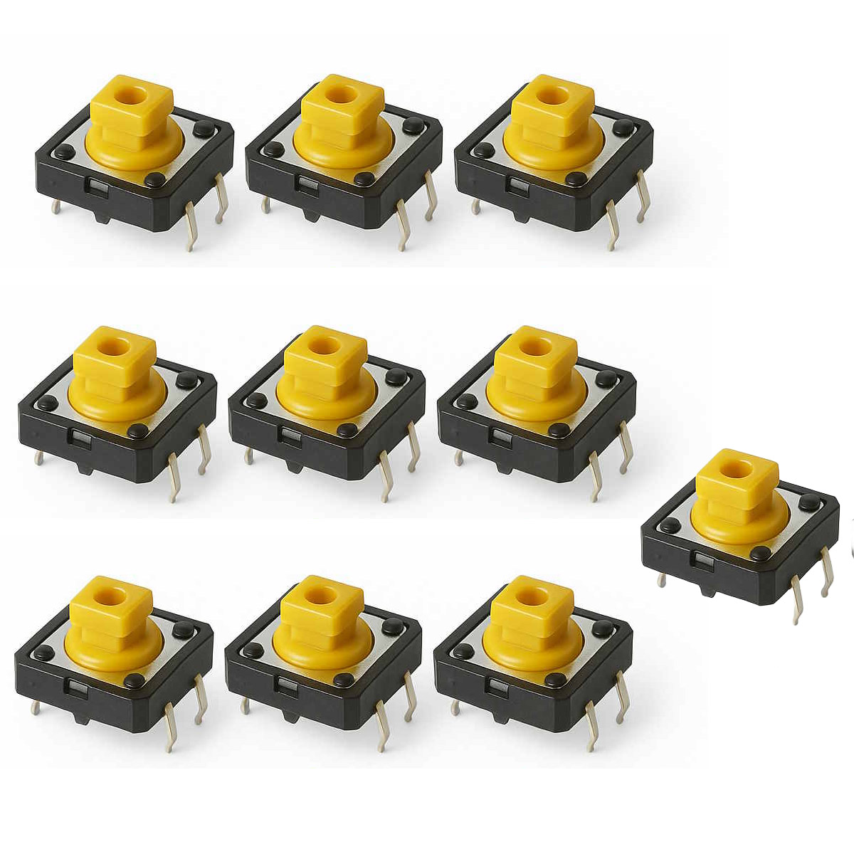 10x Boutons Micro-interrupteurs 12x12x7,3mm THT