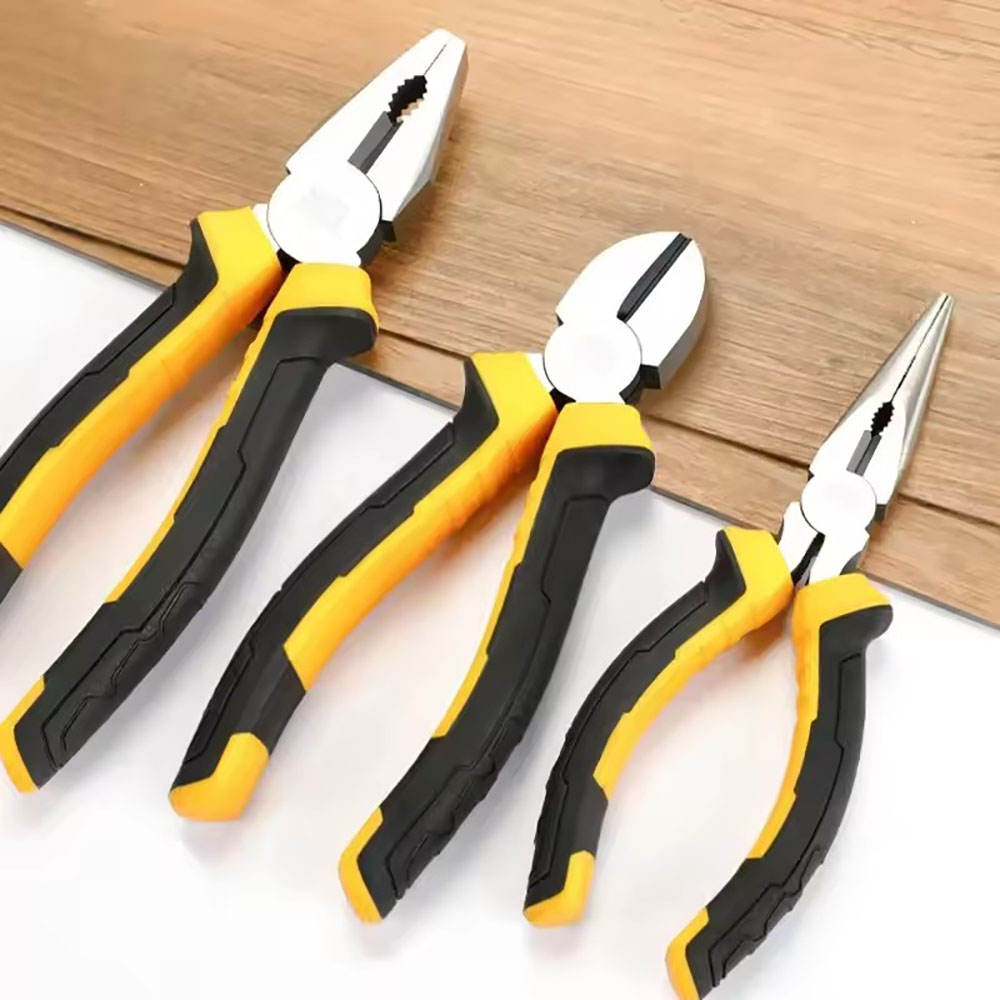 Kit de 3 pinces 163 mm 6 pouces : pince à bec, pince coupante latérale, pince fine – Image 2