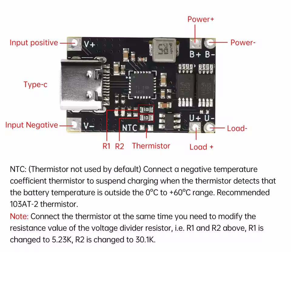 Module de charge et décharge USB-C pour batterie lithium 5V 3A – Image 3