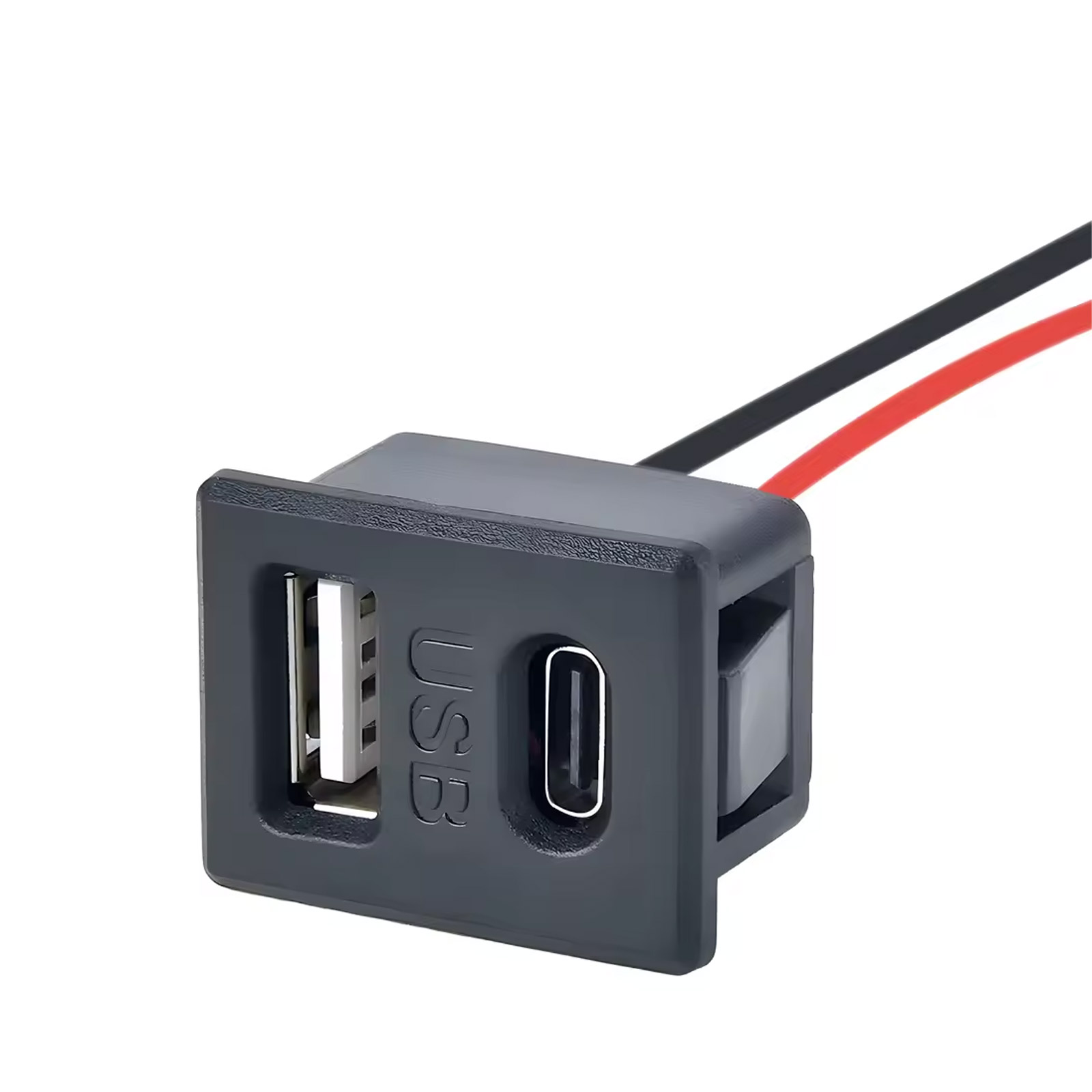 Prise encastrable USB-A + USB-C pour alimentation électrique (plate)