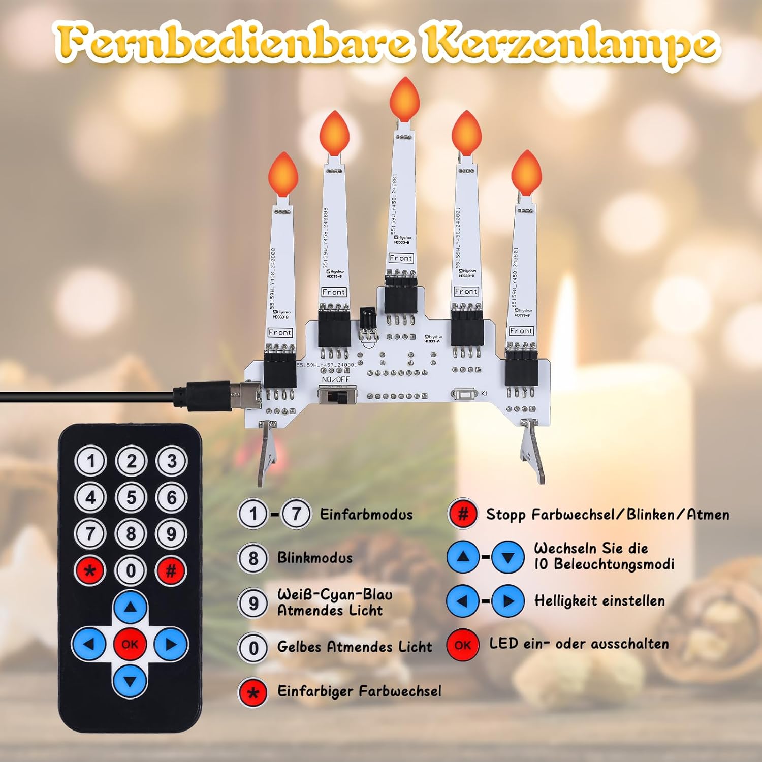 Kit de bougies LED électroniques avec télécommande – 10 modes lumineux – Image 2