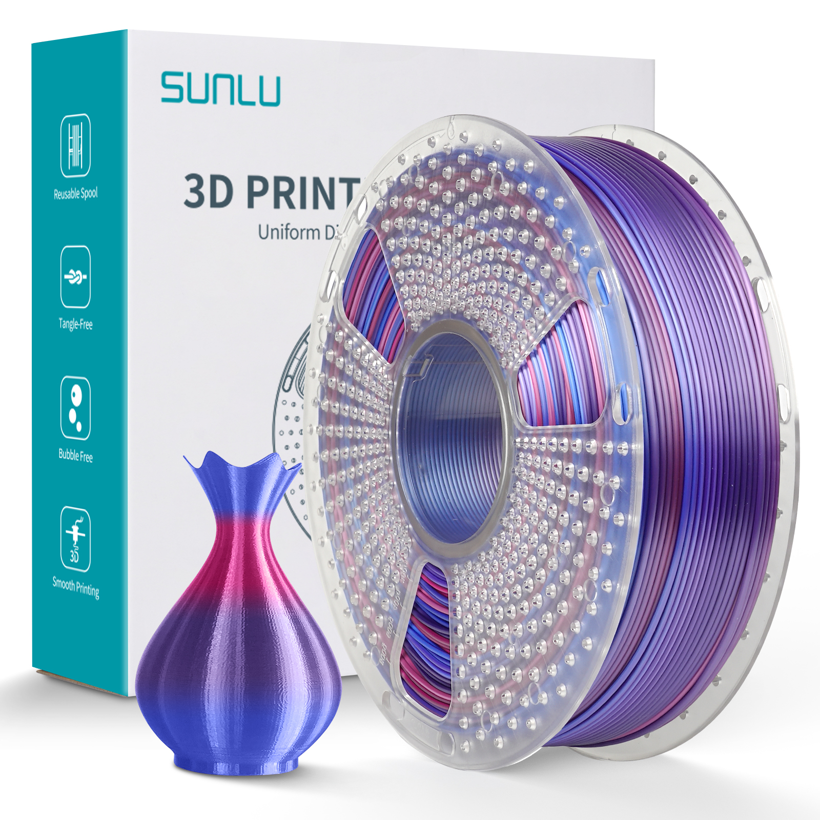 Filament Sunlu Silk PLA+ Rainbow "02" 1,75 mm 1 kg