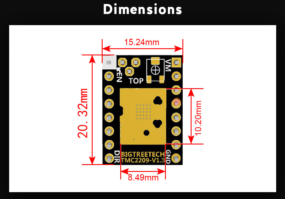 5x Bigtreetech TMC2209 V1.3 pilote de moteur pas à pas UART – Image 6